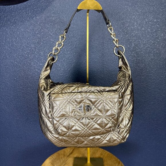Style & Co Metallic Silver Quilted Shoulder Bag - Picture 1 of 6